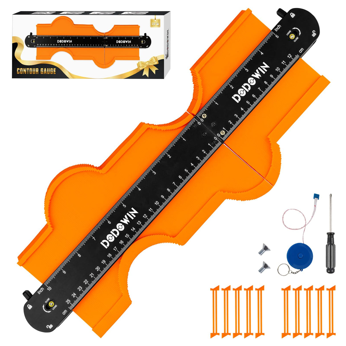 dodowin Connectable Contour Gauge 10+5inch, Mens Christmas Gifts for Dad Him Husband,Stocking Stuffers for Adult Men, Super Gauge Outline Shape Tool, Woodworking Tools,Anniversary Birthday Gifts Idea
