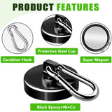 E BAVITE Carabiner Magnetic Hooks, 110LBS Strong Black Magnetic Hooks Heavy Duty with Swivel Carabiner Hook, Great for Hanging for Cruise, Garage, Kitchen, Refrigerator, Locker (12-Pack)