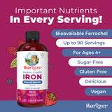 Iron Supplement for Women Men & Kids | Liquid Iron Supplement for Women Men & Kids | Iron for Healthy Blood & Oxygen | Ages 4 & Up | Sugar Free | Vegan | Non-GMO | Gluten Free | 15.22 Fl Oz