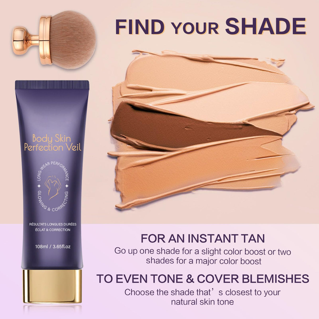 Body Coverage Perfector with Brush | Waterproof Leg & Body Makeup, Tattoo & Scar Cover Up, Long-Lasting Transfer-Resistant Formula, Buildable Full Coverage for All Skin Tones (#01)