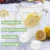 Extra Large Reusable Ice Cubes for Drinks(2” Sq.) - 6 Pack BPA-Free Plastic Ice Cube for Coolers- Chills Drinks Without Diluting Suitable for Large Containers, Water Pitchers