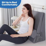 GOHOME Cooling Wedge Pillow Set for After Surgery, 3-Piece Adjustable Memory Foam Bed Wedge Pillow for Sleeping - Acid Reflux, Snoring, Neck Pain and Back Pain, Grey