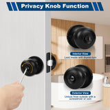 Estmoon 6 Pack Door Knobs, Matte Black Privacy Door Knob with Lock, Keyless Door Handle with Lock for Bedrooms/Bathrooms
