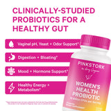 Pink Stork Women’s Probiotic Capsules – 50 Billion CFU Probiotics and Prebiotics – Supports Vaginal Flora, pH Balance, Gut Health, Mood + Digestive Wellness – Dairy-Free, Vegan, Non-GMO – 30 Count