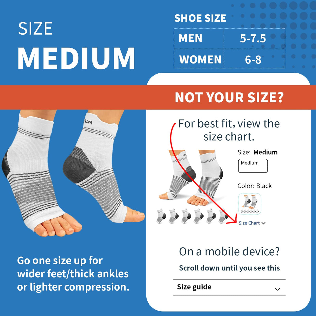 Plantar Fasciitis Sock (6 Pairs) for Men and Women, Compression Foot Sleeves with Arch and Ankle Support (Black, Gray, White, Medium)