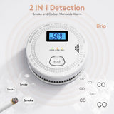 5 Packs, Smoke Combination CO Alarm,2-in-1 Detection, CO Detector,Smoke Detector,Battery Powered CO Alarm with LEDs,Digital Display,Test Button,Low Battery Warning,85db Alarm,Flexible Installation