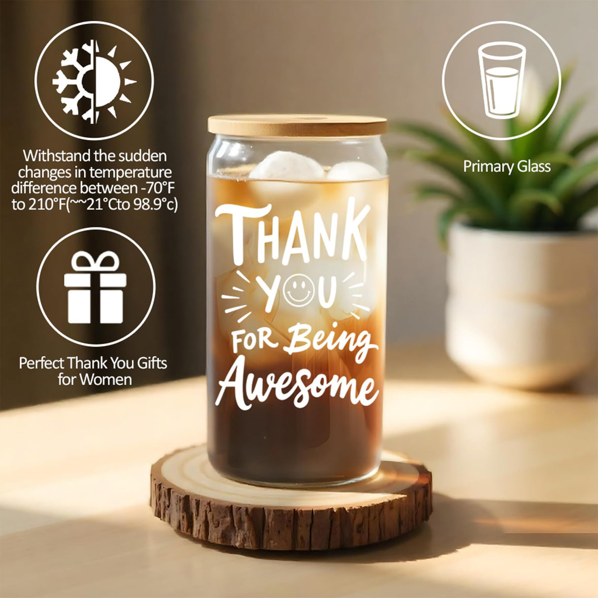 LUICONMO Thank You Gifts for Women, Appreciation Gifts for Coworkers Teacher with 16oz Thank You for Being Awesome Glass, Employee Appreciation Gift Box Thanksgiving Christmas Gift set