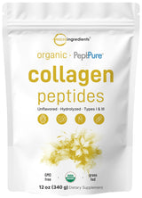 Micro Ingredients Collagen Peptides Powder Organic, 12oz | Type I & III + Natural Protein | Grass-Fed Bovine Source | Unflavored | Supports Skin, Joint & Bone Health | Paleo, Non-GMO