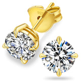KRKC 0.6-3ct Moissanite Stud Earrings, D Color VVS1 Clarity, Lab Created Diamond Stud Earring for Women, 14K White Gold S925 Sterling Silver Earrings Friction Back for Women Men, Hypoallergenic