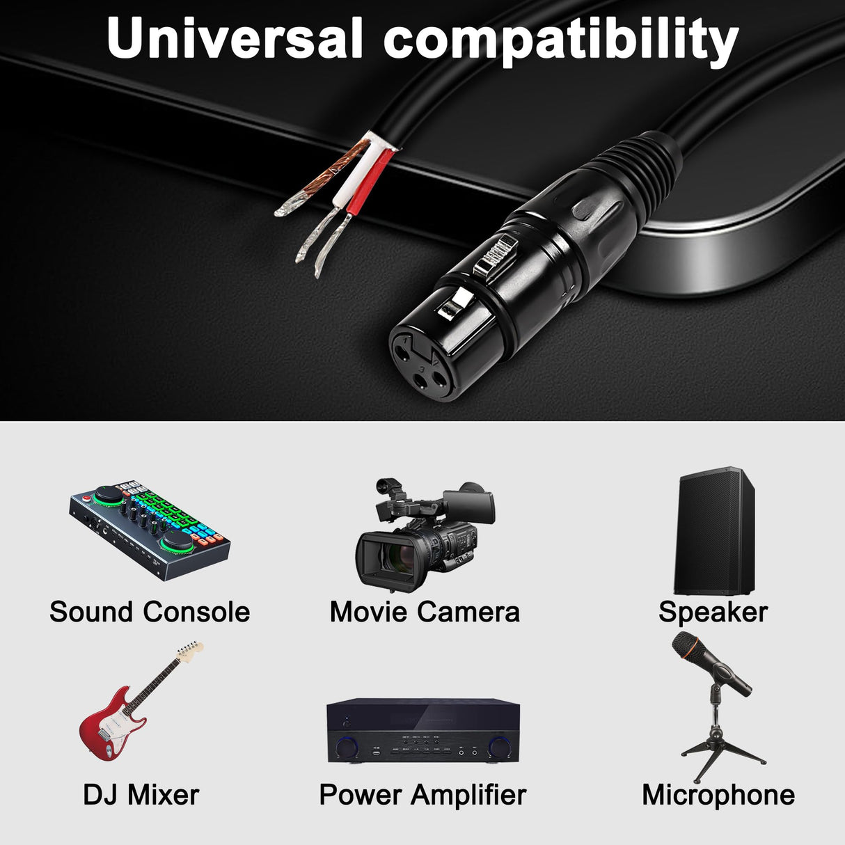 XMSJSIY XLR Microphone Cable Pigtail Bare Wire 3Pin XLR Speaker Audio Mic Cable Open End Connector Replacement Extension Cable for DJ/PA Subwoofer Mixer Amplifier - 4M/13.1FT (XLR Female)