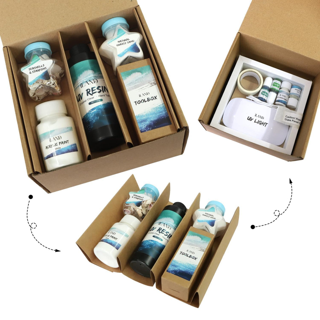 iland Crafts for Adults Women Creative Teen Crafts for Girls Ages 15-18 Great Ocean Resin Art Kit UV Resin Art Projects of DIY Artist Crafting Gifts Unique Gifts for Women on Christmas Romantic