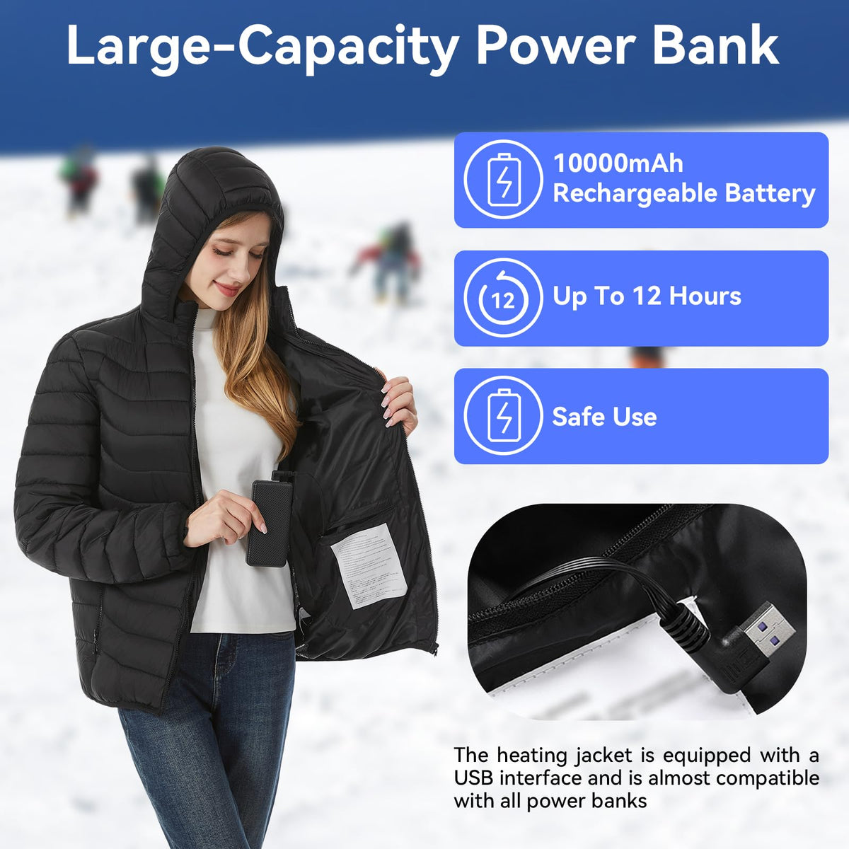 CHANGEOWN Heated Jackets for Women & Men, Dual-Control 15 Heating Zones Unisex Heating Jacket Coat with Battery, 3 Heating Levels Windproof & Waterproof Heating Jacket for Winter Outdoor, Medium