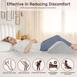 Vomiliku Knee Wedge Pillow for Back Sleeping, Leg Elevation for Post Surgery Recovery, 8" Triangle Leg Pillow with Removable Cover for Knee Support, Hip Back Pain Relief,Enhance Circulation, Gray