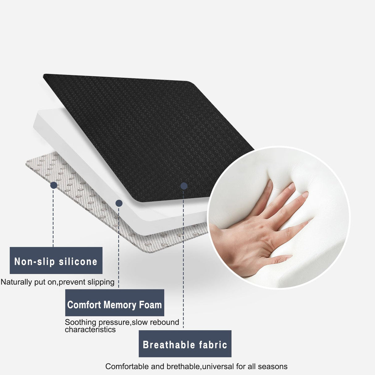 ACBAGI Adult Car Booster Seat for Driver, Driving Seat Cushion,Comfort Memory Foam Car Seat Cushion for Height, Seat Cushion for Car,Office Chair and Home Chair (Black B)