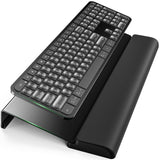Compact Keyboard Stand w/Silicone Wrist Rest & 3-Level Height Adjustment, Klearlook Acrylic 16.85 x 5.5 inches Space-Saving Computer Keyboard Riser w/Storage Slot for Comfortable Typing - Black