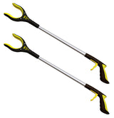 RMS 2-Pack 34 Inch Extra Long Grabber Reacher with Rotating Jaw - Mobility Aid Reaching Assist Tool (Yellow)