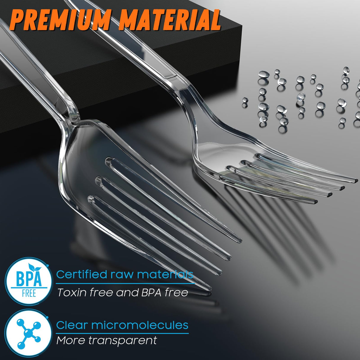 360pc 7.1" Clear Plastic Forks Heavy Duty with Heat Resistant & BPA Free, Solid and Durable Plastic Cutlery, Premium Disposable Forks for Party Supply