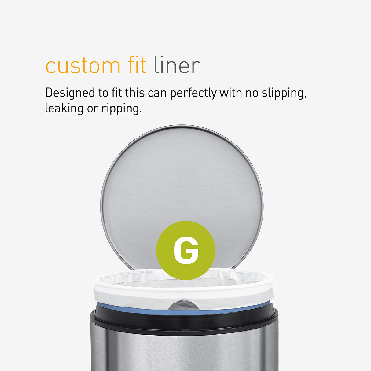 simplehuman Code G 100 Count, Dispenser Pack Custom Fit Liners, Drawstring Trash Bags, 30 Liter / 8 Gallon, White