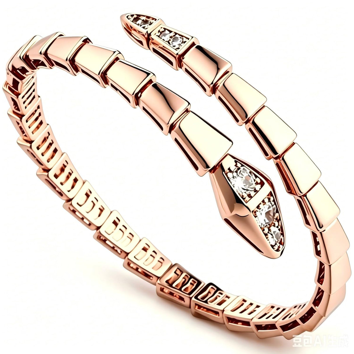 Ladies' Serpentine Bracelet，Rose Gold snake shaped bracelet