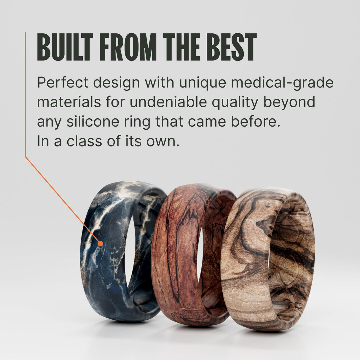 Groove Life Men's Silicone Ring, Breathable Wedding Band, Burled Walnut 10