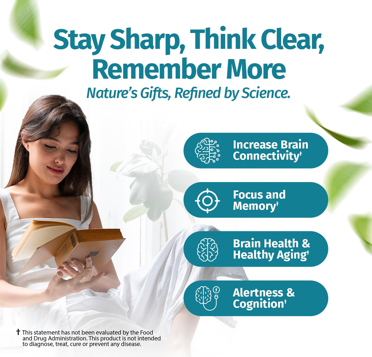 1 Body Brain Supplement – Nootropic Brain Booster with Alpha GPC, Ginkgo & Bacopa – 90 Vegan Capsules – Memory Supplement for Brain Support, Focus Pills, Brain Fog Supplements for Women and Seniors