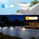 JOFIOS Solar Fence Post Lights, Cap Lights for 4x4/5x5 Vinyl Fence and 4x4/6x6 Wooden Post, Warm White/Cool White Lighting, White Solar Cap Outdoor Waterproof Decorate Garden Pathway Dcek Patio