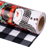 LeZakaa Christmas Wrapping Paper Jumbo Roll, Snowman & White Black Buffalo Plaid Xmas Reversible Design, Holiday Party Gift Wrap for Kids Boys Girls, 30 in x 32.8 Ft
