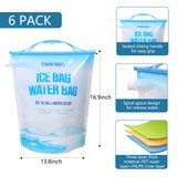 Belinlen 6 Pack Reusable Ice Bags for Cooler 10lb Cooler Ice Cube Bag with Sealed Sliding Handle, ice Lock Watertight ice Bag Large Leakproof Ice Bag for Camping, Hiking, and Drinks(13.8 x 19.7)