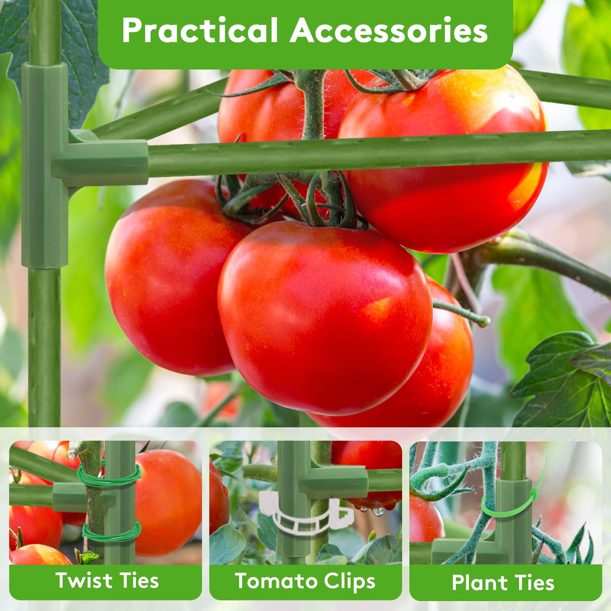 SOUNDVALUE 3 Pack Tomato Cage with 10 Gallon Grow Bag for Garden Balcony