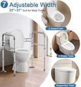 HOMLAND Toilet Safety Rails for Seniors, FSA HSA Eligible Adjustable Height & Width 350lb Toilet Handles for Elderly and Disabled, Foldable Toilet Safety Frame, Fit Any Toilet