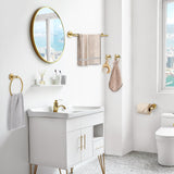 TQKAG 5 Piece Bathroom Accessories Set Brushed Gold Bathroom Hardware Set 23.6 Inch Bath Towel Bar Set SUS304 Stainless Steel Towel Rack Set