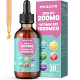Zeolite Detox for Kids, 200mg Zeolite Liquid Drops with 1000mcg Vitamin B12, 250mg Organic Chlorella, 10 Billion CFU and Prebiotics for Gut Support & Speech, Immune, Bone, Energy, Strawberry, 60ML