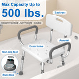 HOMLAND Shower Chair for Inside Shower with Arms and Back, FSA/HSA Eligible 500 lbs Heavy Duty Shower Seat for Bathtub, Height Adjustable Safety Bath Seat for Elderly, Adults, Handicap and Disabled