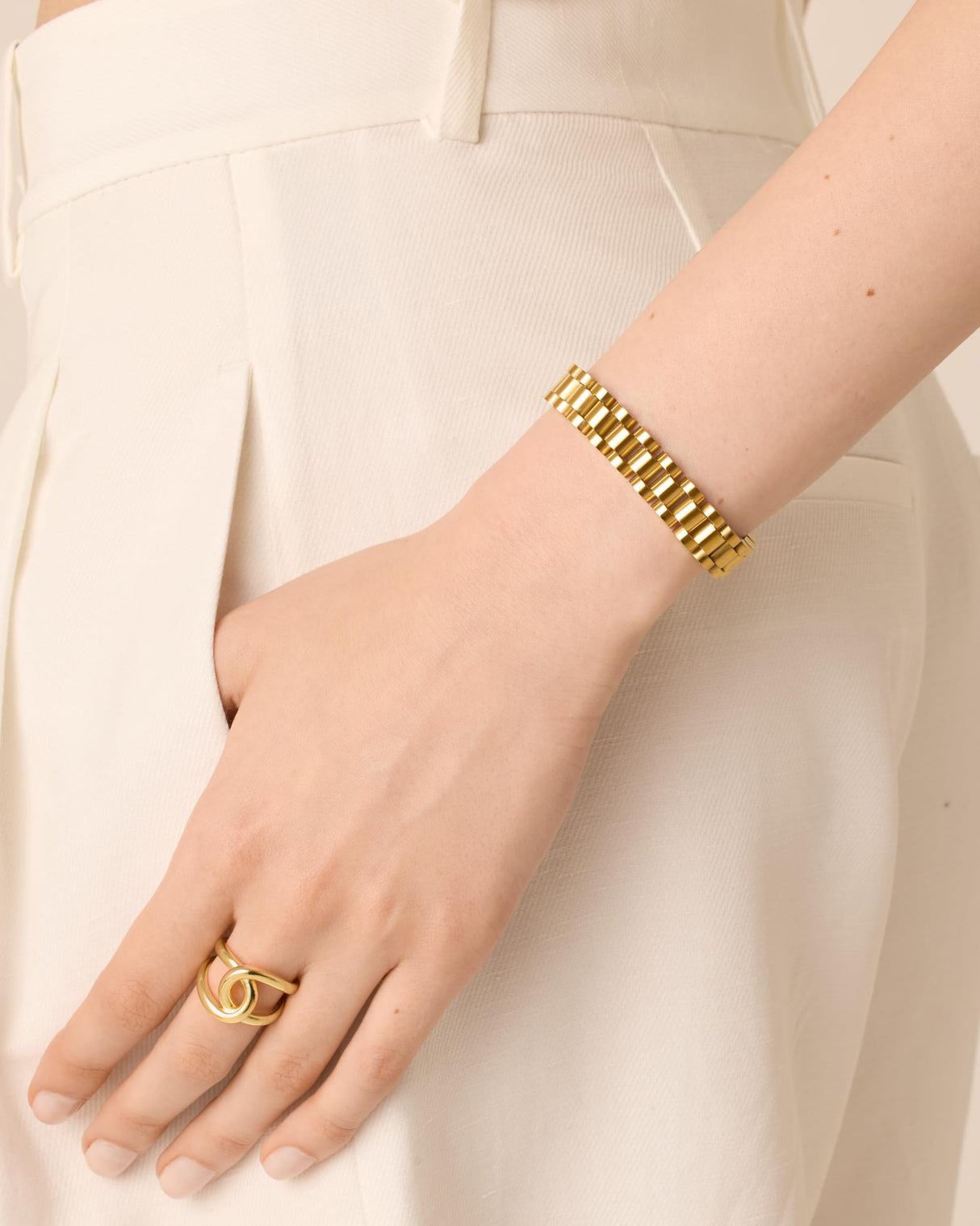 PAVOI 14K Yellow Gold Plated Waterproof Chunky Watch Strap Chain Bracelet for Women | Stainless Steel Timepiece Link Bracelet 7 Inches