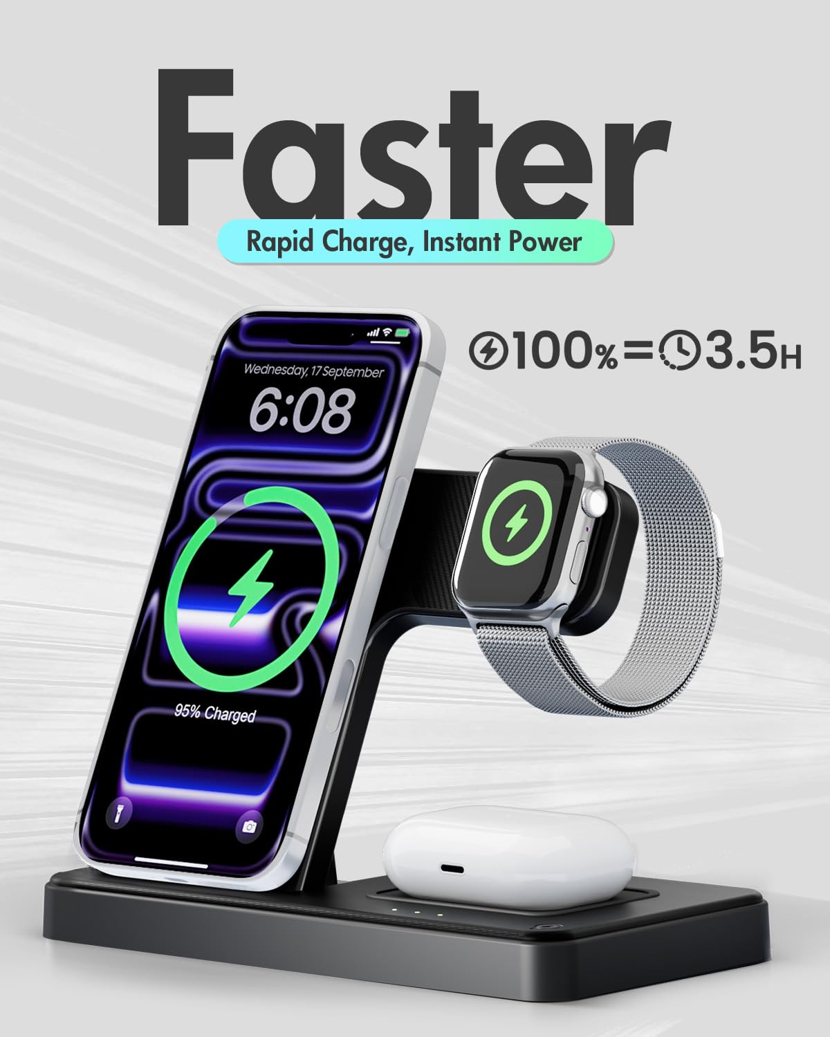 GETPALS Wireless Charger iPhone Charging Station for Apple Multiple Devices