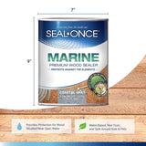 SEAL-ONCE Marine Ready Mix - 2 Gallon Penetrating Wood Sealer Waterproofer & Stain (Coastal Gray). Water-Based, Ultra-Low VOC Formula for high-Moisture Areas to Protect Wood Docks, Decks & Piers.