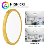 hykolity 12 Inch Selectable CCT LED Round Flat Panel Light, 24W 3000K/4000K/5000K, Edge-Lit Flush Mount Ceiling Light Fixture for Kitchen, Bedroom, Laundry and Closet Room，Gold