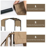 85"x 208" Universal Pergola Shade Cover, Garden Shade Replacement for 17x7.4 Ft Outdoor Pergola Structure, Patio Gazebo Canopy, Porch, Balcony Waterproof Top (Cover Only, Khaki)