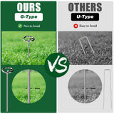 FEED GARDEN Heavy Duty Landscape Fabric Pins 8 Gauge 120 Pack with Pick Hook, 6 Inch Galvanized Round Head Garden Stakes for Weed Barrier Fabric, Turf, Sod, Tent, Garden Edging & Hard Soil
