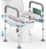 HOMLAND Toilet Seat Risers for Seniors, 400 LBS Raised Toilet Seat, FSA HSA Toilet Riser with Handles, Handicap Elevated Toilet Seat with Adjustable Height & Width for Elderly, Pregnant, Gray