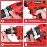 FADAKWALT Cordless Drill Set Red-7420