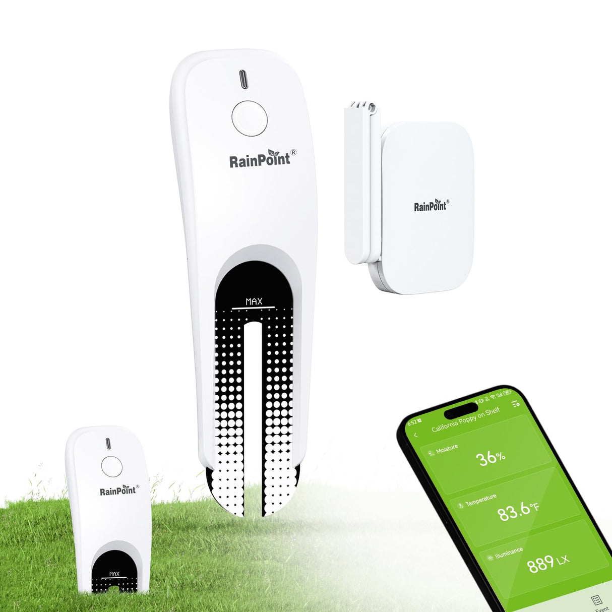 RainPoint 3-in-1 APP Remote Monitoring WiFi Soil Meter Indoor/Outdoor