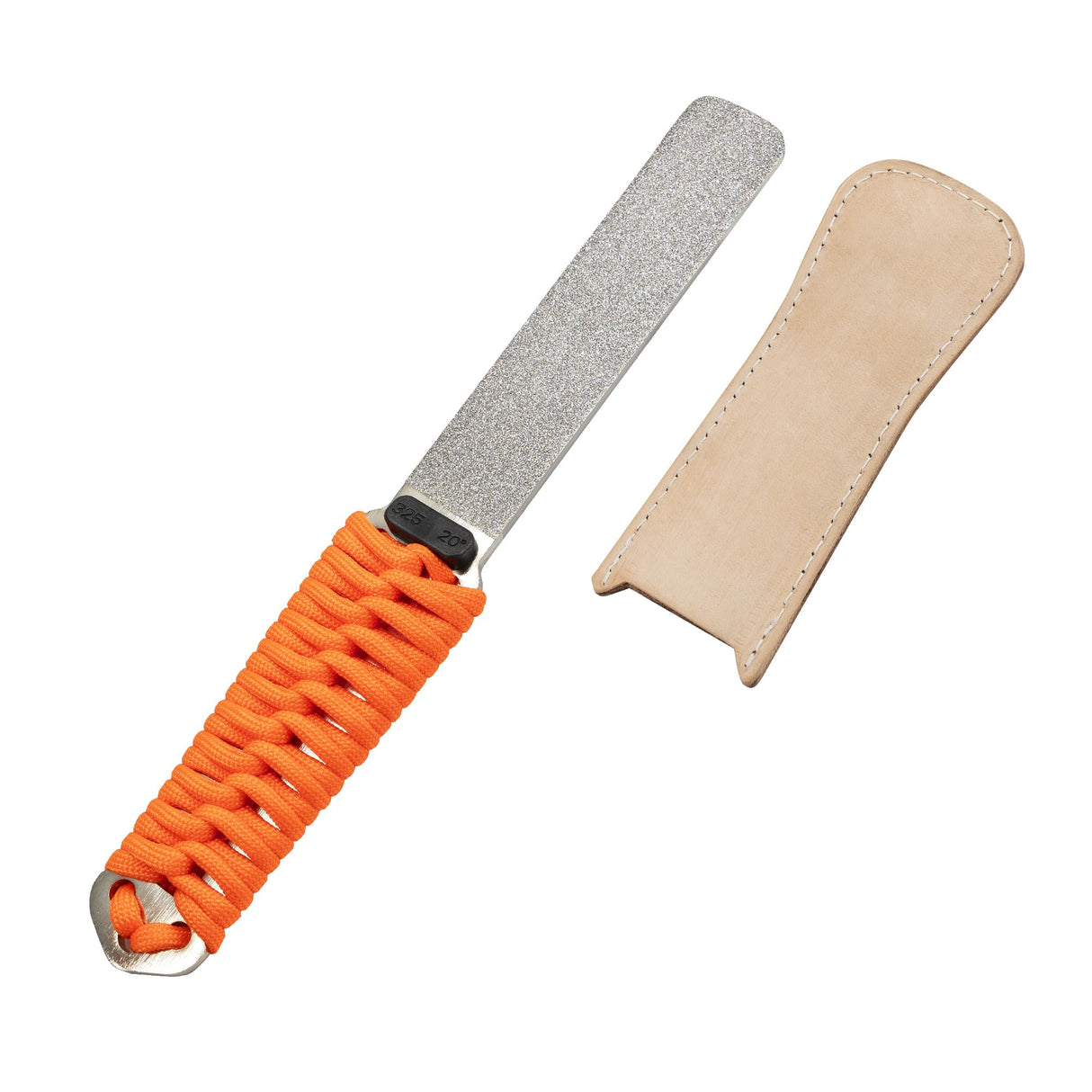 SHARPAL 181N Dual-Grit Diamond Sharpening Stone File Garden Tool Knife Sharpener with Leather Strop Coarse 325 / Extra Fine 1200 Grit for Lawn Mower Blade, Axe, Hatchet, Hedge Shears, Chisels, Drills