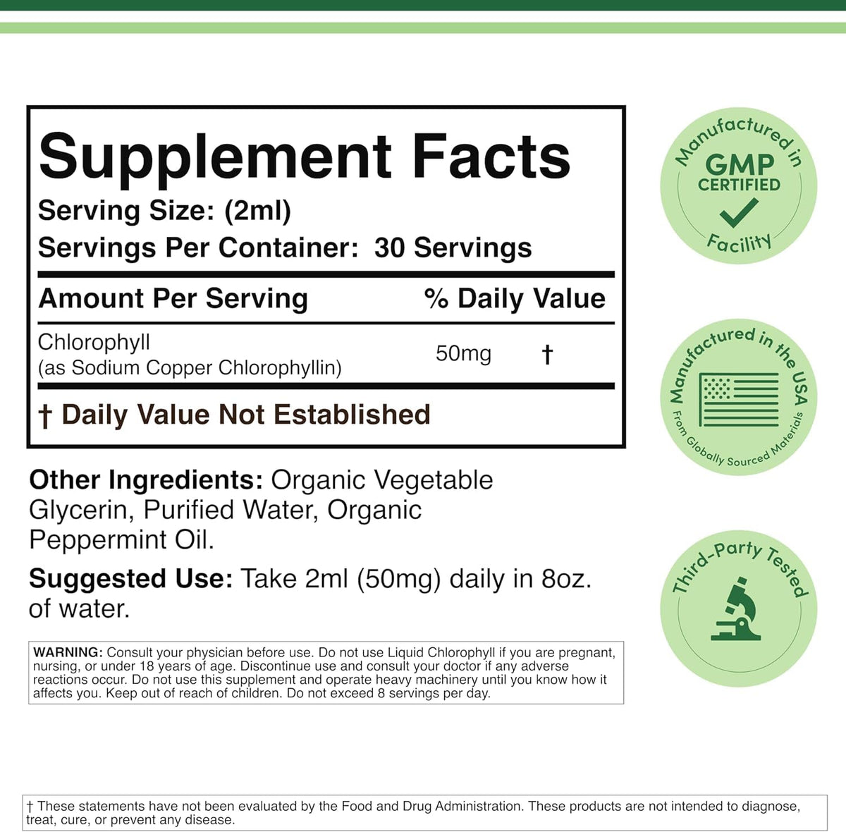 Liquid Chlorophyll Drops, Peppermint Flavored, 2 fl oz