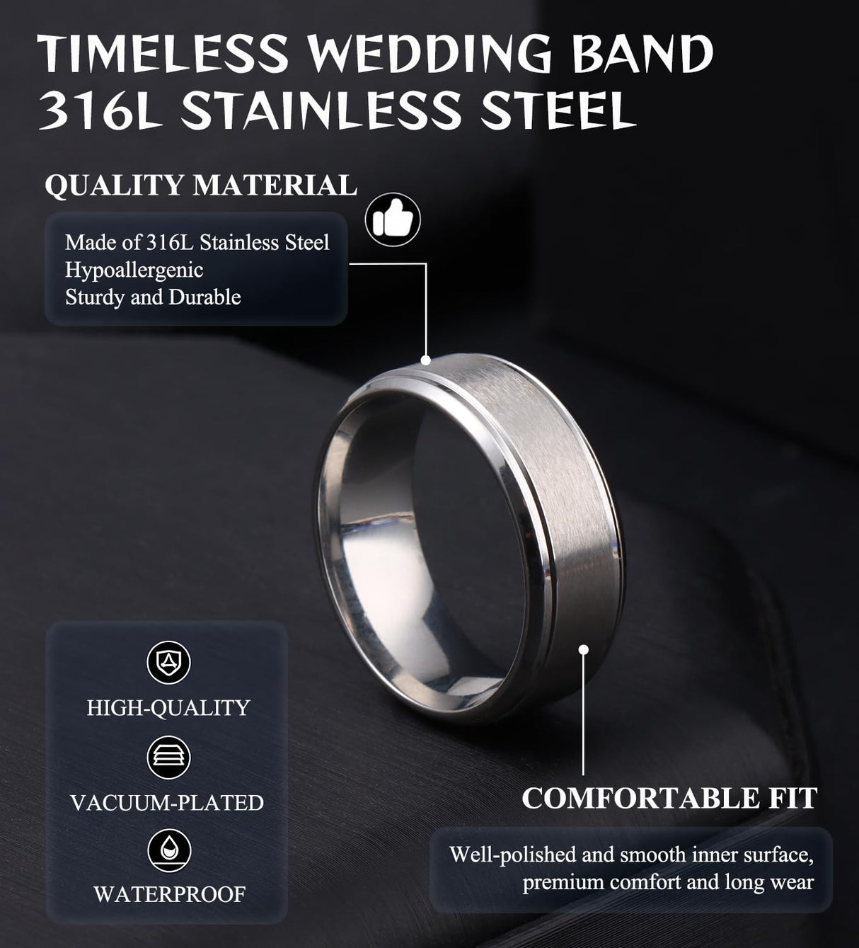 WAINIS 12Pcs Stainless Steel Vintage Signet Rings for Men