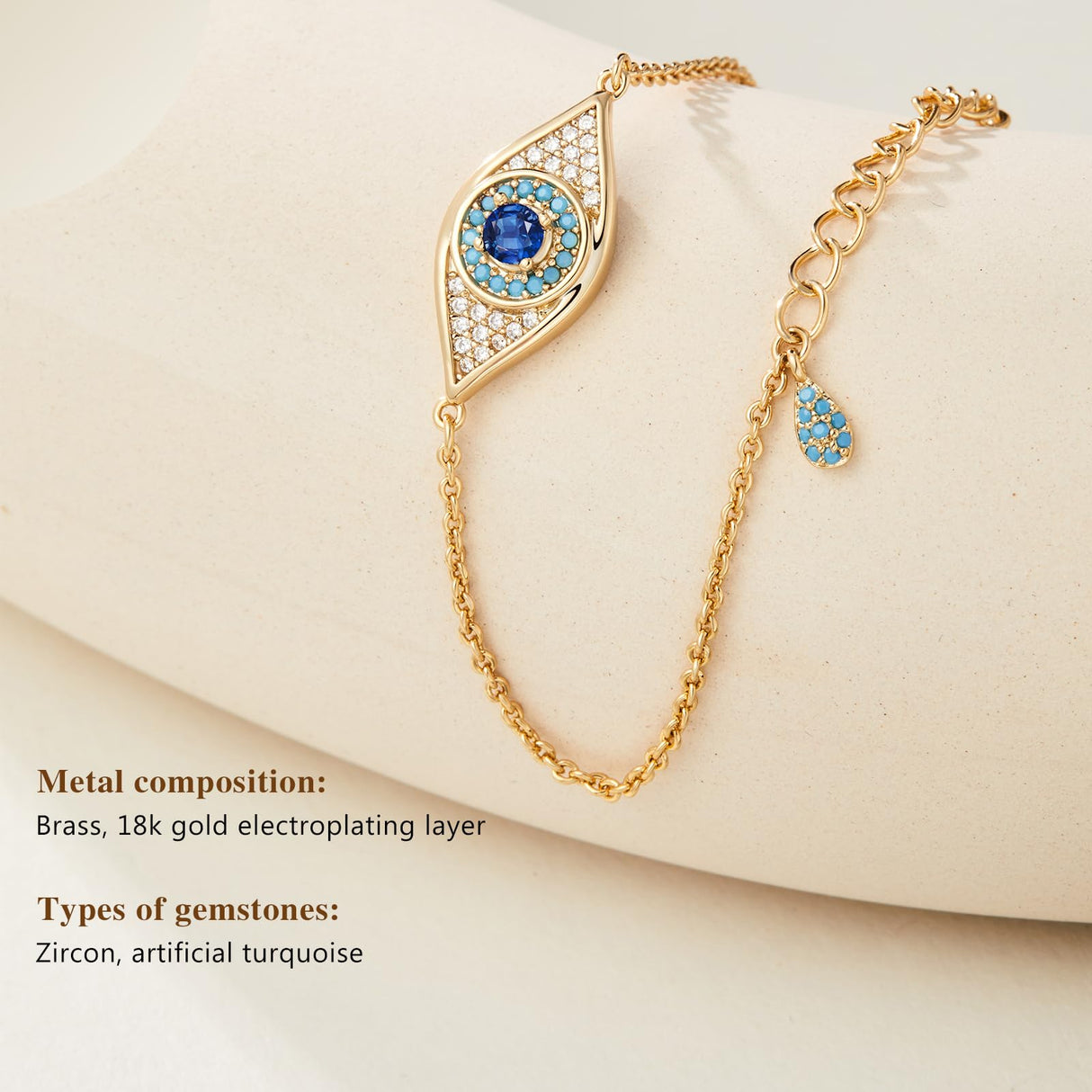 Cicy Bell Evil Eye Bracelets 18k Gold Plated Adjustable