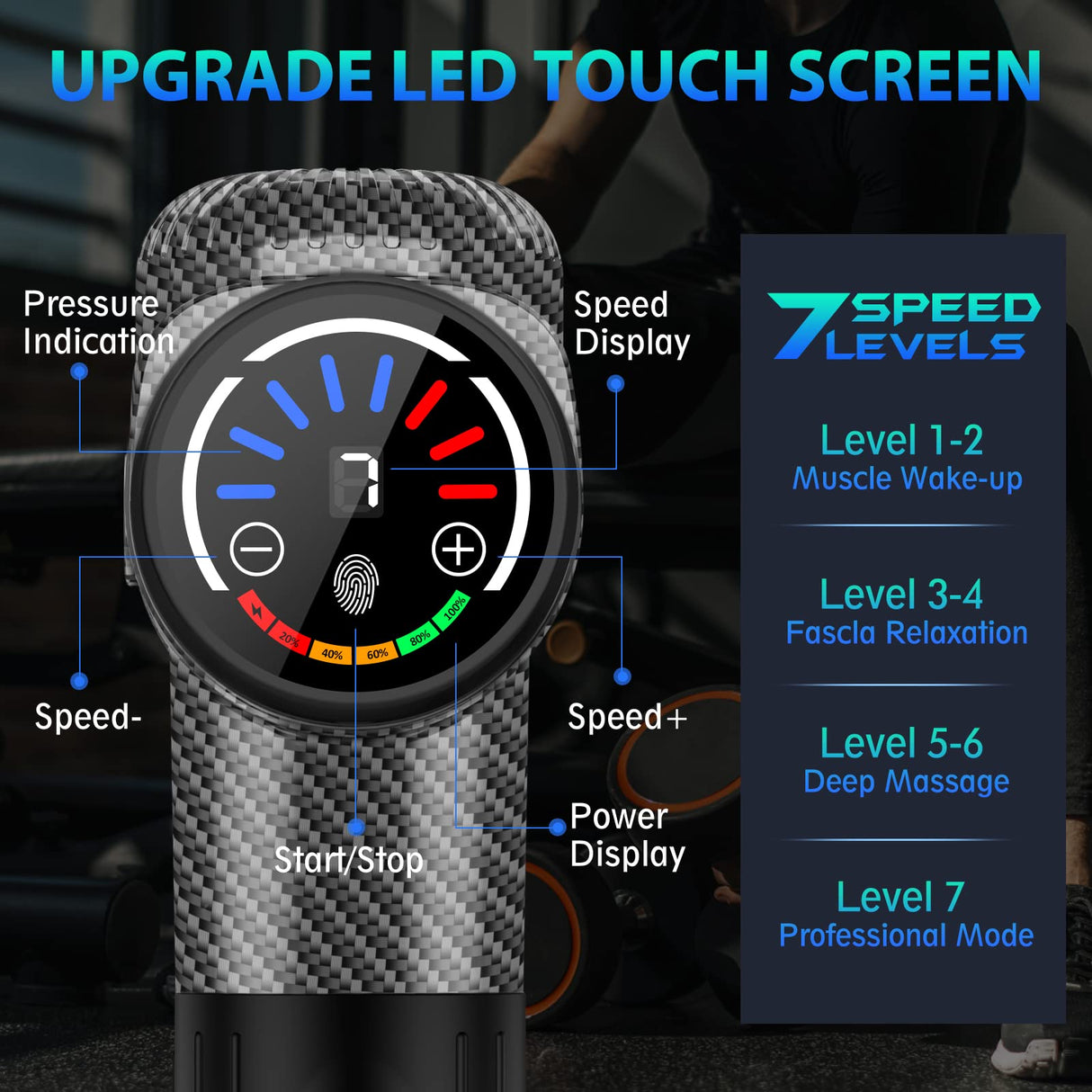 TOLOCO Massage Gun, Deep Tissue Back Massager for Athletes with 10 Massage Heads, Electric Muscle Percussion Massager for Any Pain Relief, FSA and HSA Eligible, Gifts for Fathers Day, Carbon