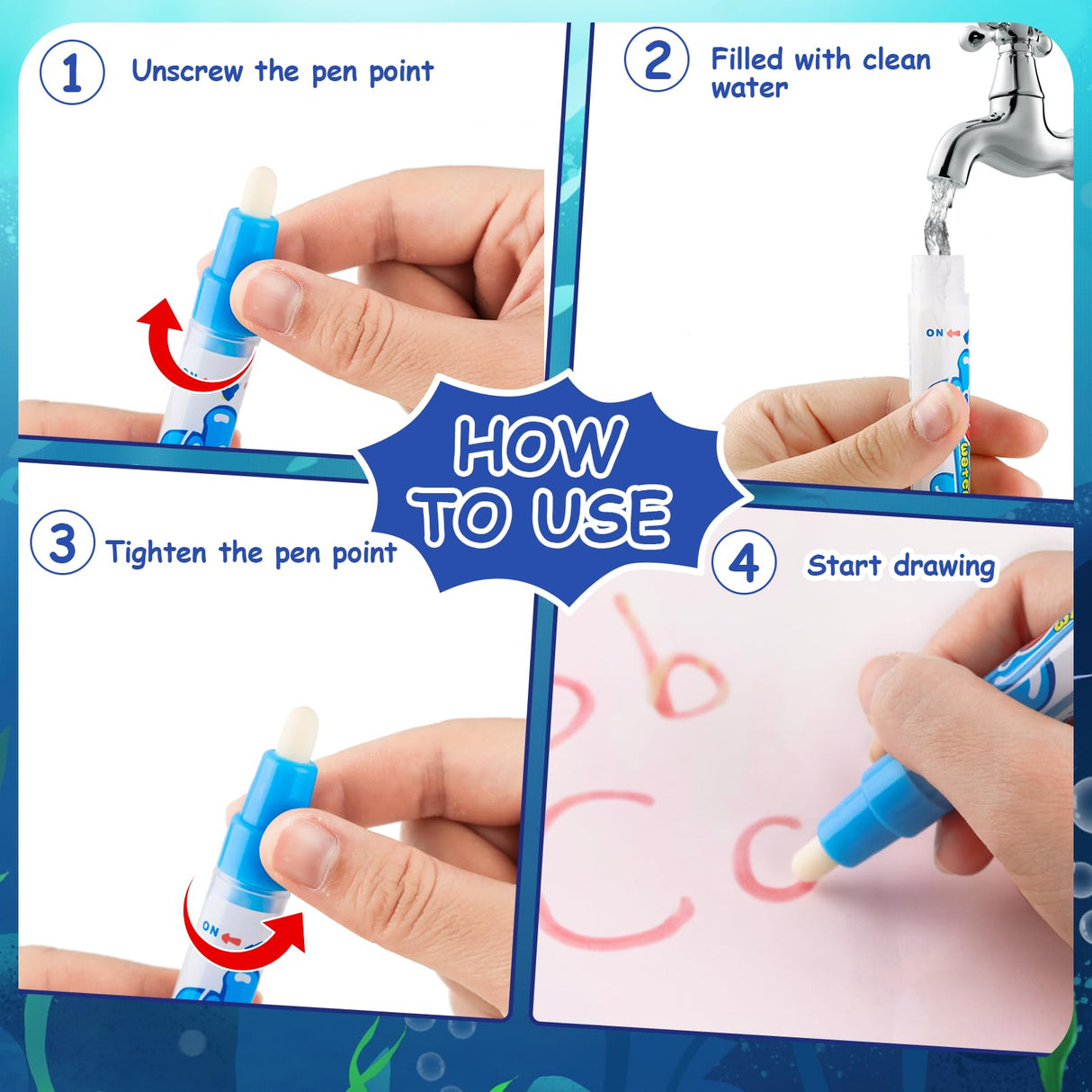 Water Doodle Mat,Kids Painting Mat, Toddlers Drawing Writing Toys,Reusable Coloring Mat, Birthday Christmas Gifts for 3 4 5 6 7 8 Years Old Boys Girls, 40 x 32 Inches