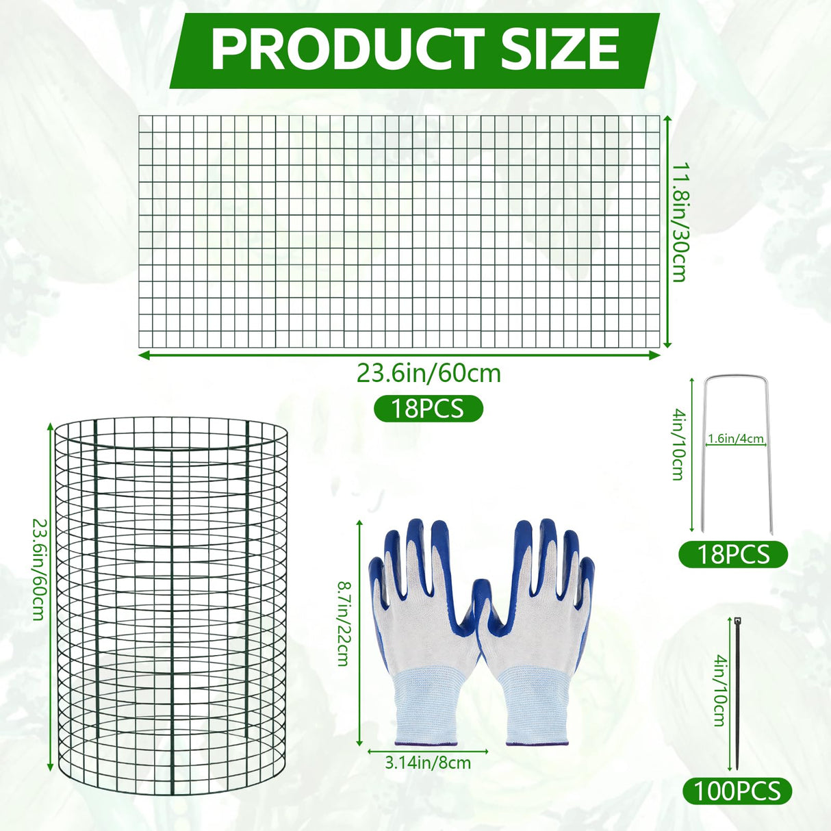WAKCCIL 18 pcs 24"x 12" Large Plant Protectors from Animals,6 Pack Wire Cloche Cages to Keep Animal Out, Plants Cage Chicken Wire Cloche Protect Garden,Shrubs and Vegetables Protector