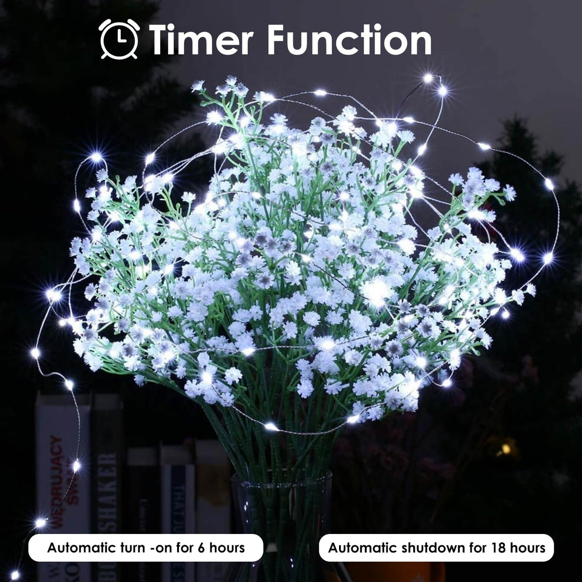 4 Pack Fairy Lights Battery Operated 16FT 50 LED String Lights Cool White